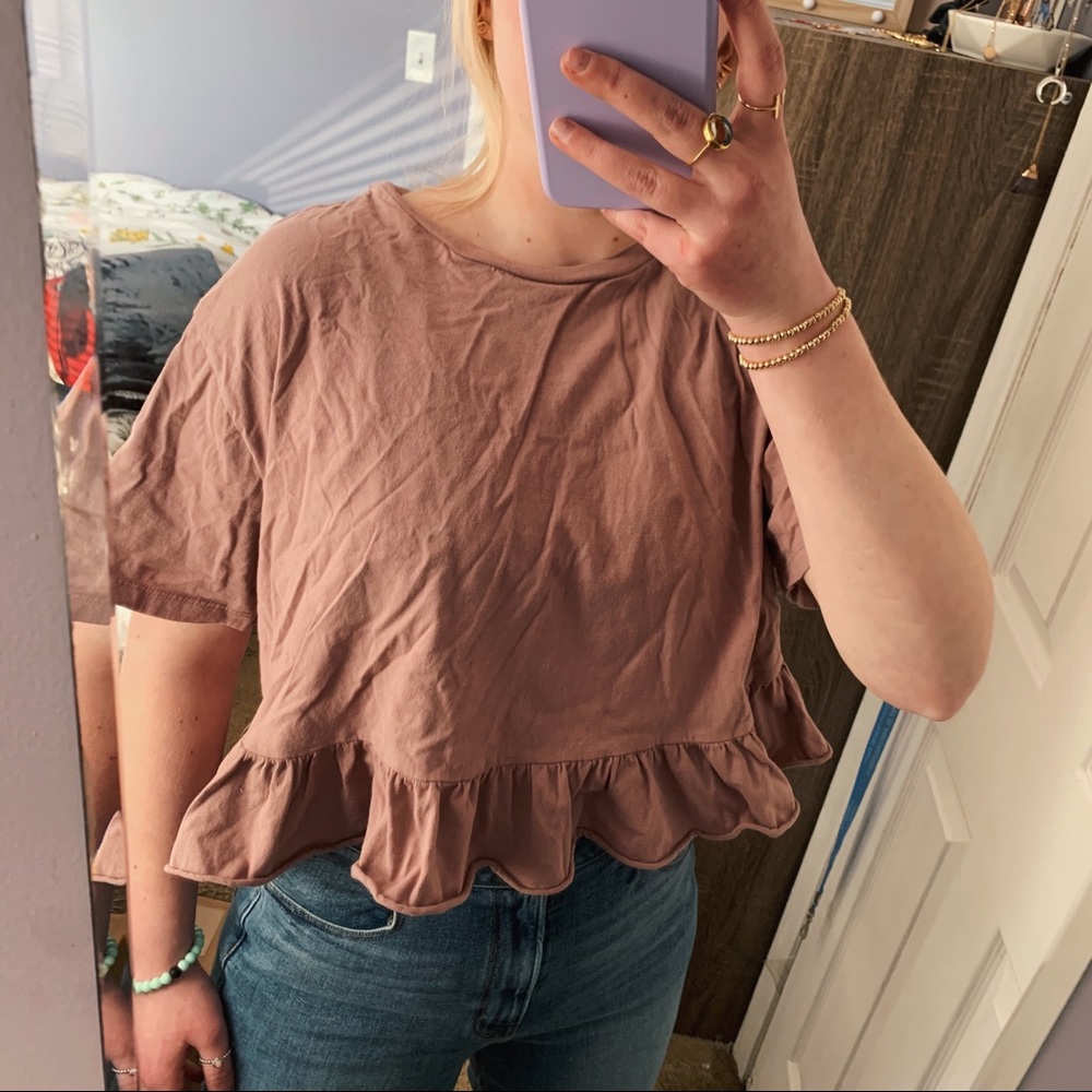 WILD FABLE pink crop peplum top